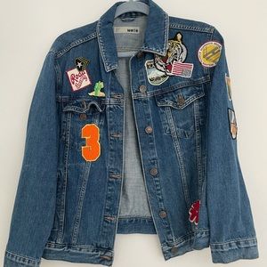 Topshop Oversized Moto jacket with cool patches